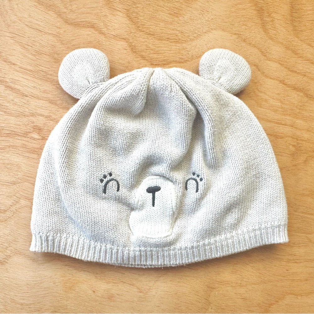 Gymboree Bear Ear Knit Hat 4T–5T | Cream Cotton Lined